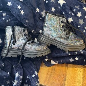 Kids Holographic Lace-Up Boots